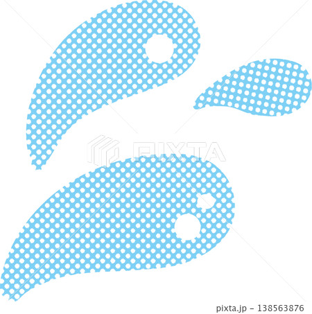 水色ドットの水しぶきイラスト 3滴 艶あり 水色ドットの水しぶきイラスト 3滴 艶あり 138563876