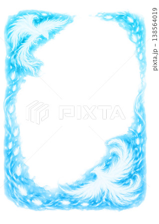 燃える炎の鳳凰縦フレーム_AI_青 138564019