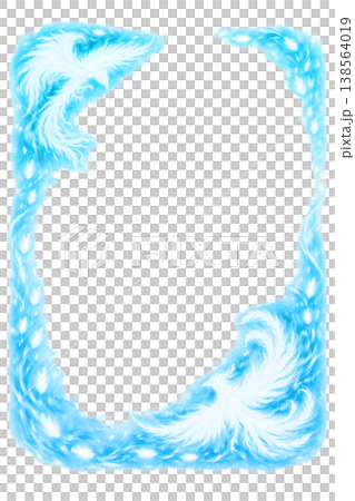 燃える炎の鳳凰縦フレーム_AI_青 138564019