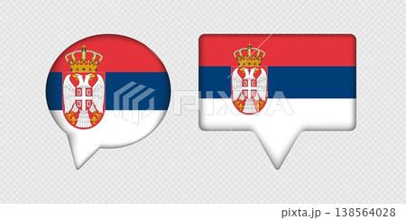 Flag of Serbia in speech bubble. 138564028