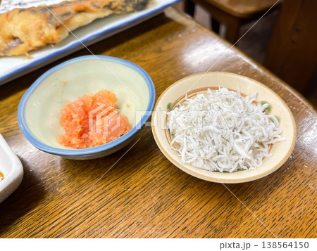 明太子と釜茹でしらす。ご飯のおかず。 138564150