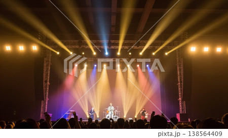 カラフルな照明が広がるライブ会場のステージ風景 138564409