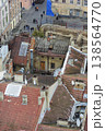 High angle view of Rynok Square in Lviv Ukraine with historic architecture, cobblestone streets and people walking 138564770
