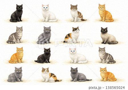 猫シリーズ:グリッド状に整列したパターン 猫シリーズ:グリッド状に整列したパターン 138565024
