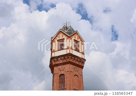 Colorful historic monument. Vivid tower with scenic surroundings 138565347