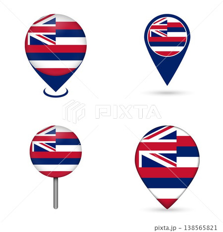 Hawaii State Flag Map Pin Icons Set Collection Hawaii State Flag Map Pin Icons Set Collection 138565821