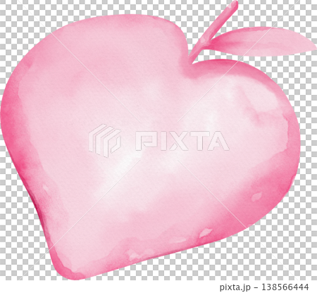 Soft pink watercolor apple with stem and two leaves heart png fruit healthy Soft pink watercolor apple with stem and two leaves heart png fruit healthy 138566444