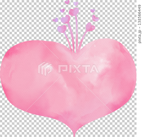 Pink watercolor heart with small floating hearts bursting upwards png love 138566449