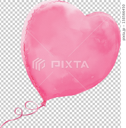 Soft pink watercolor heart balloon with swirling ribbon png love celebration 138566450