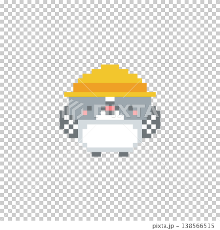 A pixel art image of a yellow hat and a long-tailed tit chick. A pixel art image of a yellow hat and a long-tailed tit chick. 138566515