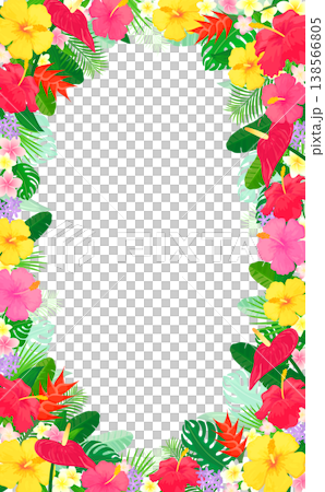 トロピカルな植物の透過フレーム4_縦 138566805