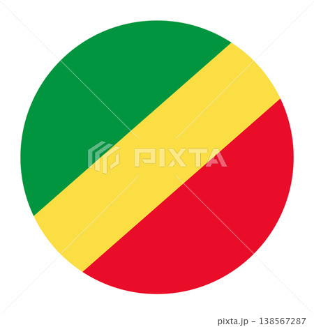 Circular Republic of the Congo national flag symbol. Country emblem for travel, language and African culture. Circular Republic of the Congo national flag symbol. Country emblem for travel, language and African culture. 138567287