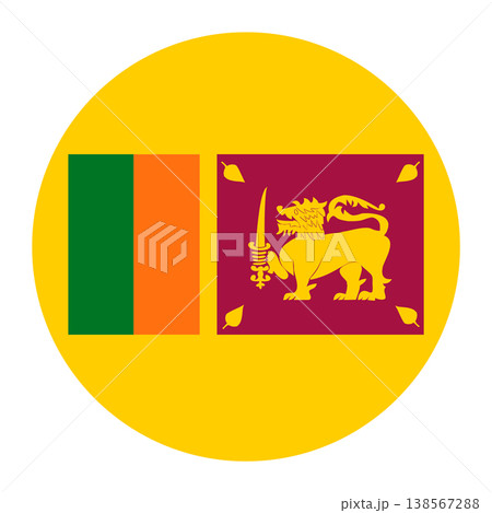 Circular Sri Lankan national flag symbol. Country emblem with lion for travel and culture. Circular Sri Lankan national flag symbol. Country emblem with lion for travel and culture. 138567288
