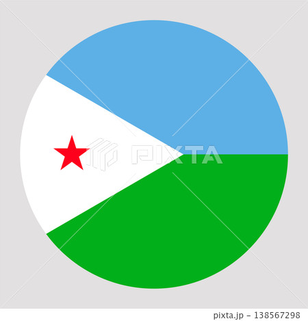 Circular Djibouti national flag symbol. Country emblem for travel, language and African culture. Circular Djibouti national flag symbol. Country emblem for travel, language and African culture. 138567298