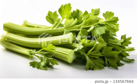 白背景に置かれたセロリのアップ食材イラスト 138567668