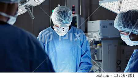 Doctors, team and surgery in theater with medical support for healthcare, safety and operation room at hospital. Surgeon, medicine and teamwork or collaboration with tools for cardiology or emergency Doctors, team and surgery in theater with medical support for healthcare, safety and operation room at hospital. Surgeon, medicine and teamwork or collaboration with tools for cardiology or emergency 138567801