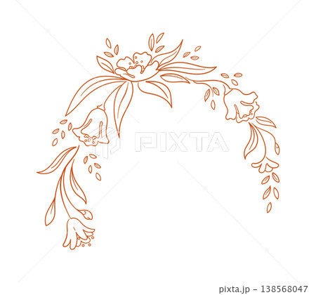 Floral Arch Wreath Line Art Border Floral Arch Wreath Line Art Border 138568047
