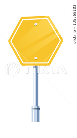 Road Sign Blank Hexagon On Pole Cartoon 138568183