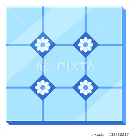 Picture square shape floral ornament, blue ceramic tile pattern, abstract paint art, vector interior design decoration Picture square shape floral ornament, blue ceramic tile pattern, abstract paint art, vector interior design decoration 138568217