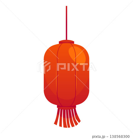 Traditional red Asian hanging lantern with a tassel. 138568300