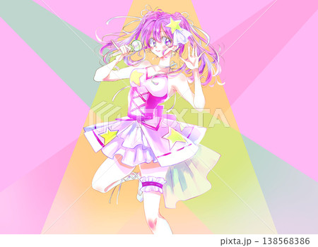 歌って踊るアイドル　ピンク髪　ライト 138568386
