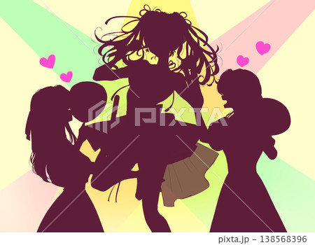 歌って踊るアイドルとうちわとサイリウムを持って推し活をする女性2人 シルエット ライト 歌って踊るアイドルとうちわとサイリウムを持って推し活をする女性2人 シルエット ライト 138568396