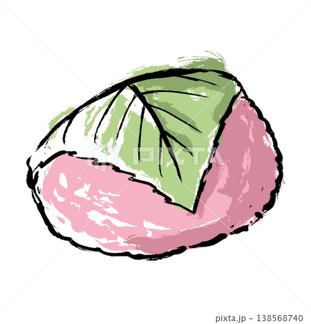 手描きの桜餅のイラスト 138568740