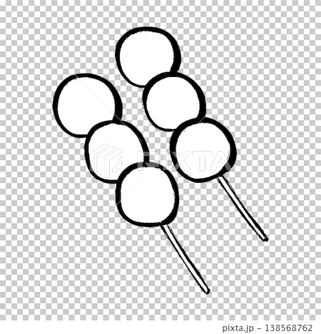 串に刺さっただんごの手描きイラスト 138568762
