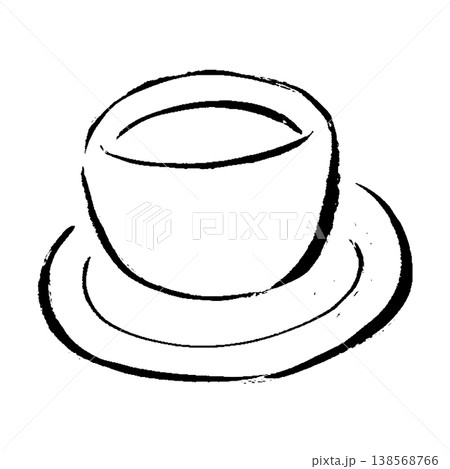茶托にのった温かい煎茶の手描きイラスト 138568766