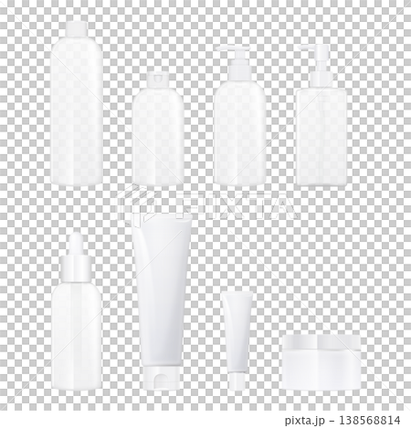 Cosmetic bottle/container mockup set [Simple, white, cosmetic packaging material] 138568814