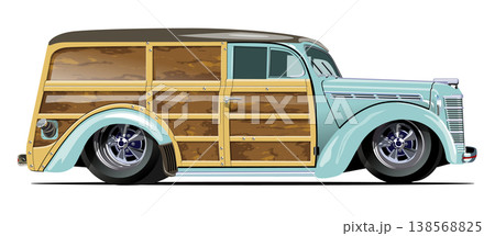 Vector retro woody wagon lowrider Vector retro woody wagon lowrider 138568825