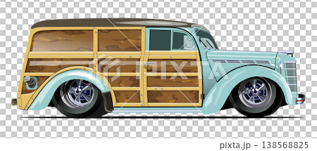 Vector retro woody wagon lowrider Vector retro woody wagon lowrider 138568825