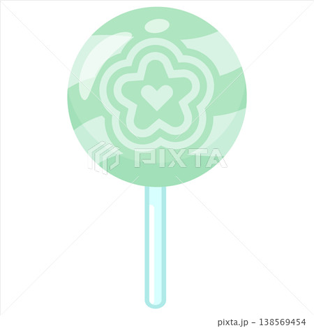 Mint Green Lollipop Candy Vector Flat Design Sweet Round Illustration 138569454