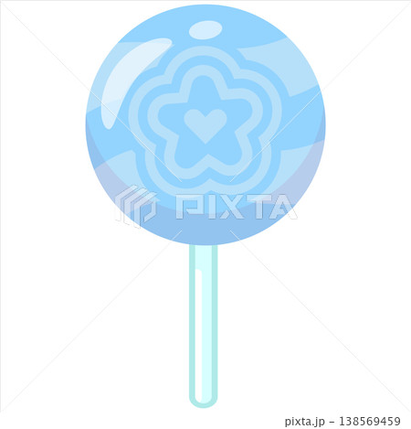 Soft Blue Lollipop Candy Vector Flat Design Sweet Round Illustration Soft Blue Lollipop Candy Vector Flat Design Sweet Round Illustration 138569459