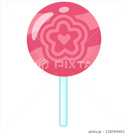 Red Lollipop Candy Vector Flat Design Sweet Round Illustration 138569461
