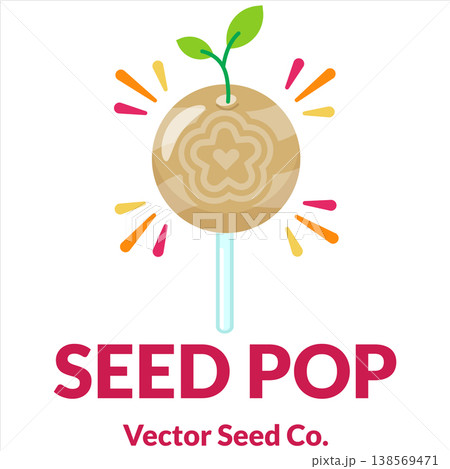 Brown Seed Pop Lollipop Candy Vector with Sprout Leaves Flat Design Brown Seed Pop Lollipop Candy Vector with Sprout Leaves Flat Design 138569471