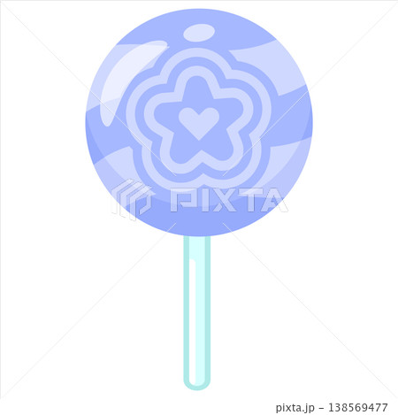 Blue Lollipop Candy Vector Flat Design Sweet Round Illustration 138569477