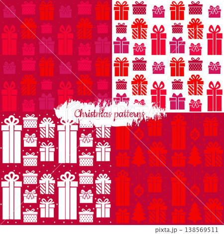 Christmas Gift Boxes Seamless Pattern Set in Red Christmas Gift Boxes Seamless Pattern Set in Red 138569511