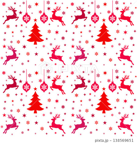 Reindeer and Christmas Elements Pattern Reindeer and Christmas Elements Pattern 138569651