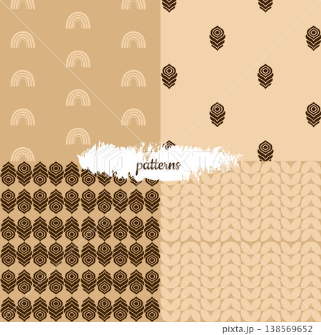 Abstract Scandinavian Seamless Pattern Set in Neutral Tones 138569652