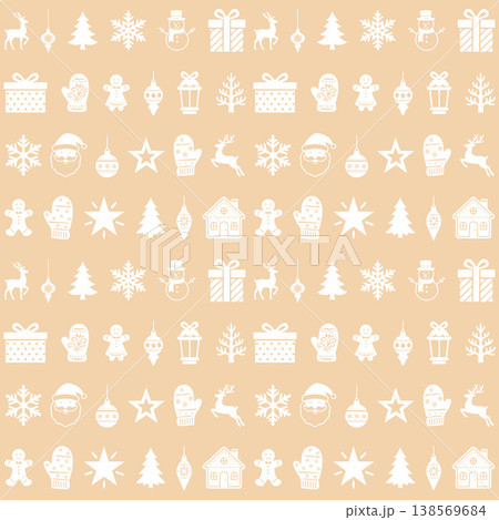 Neutral Christmas Icon Seamless Pattern Neutral Christmas Icon Seamless Pattern 138569684