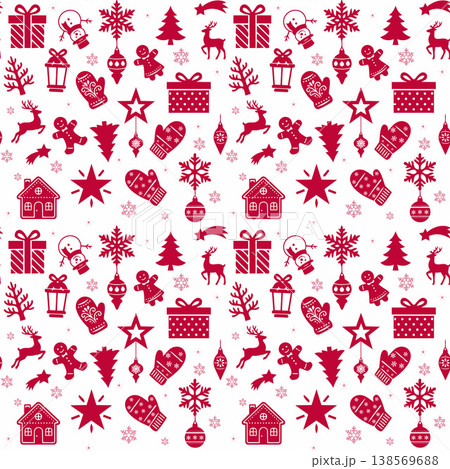 Red Christmas Icon Seamless Pattern Red Christmas Icon Seamless Pattern 138569688