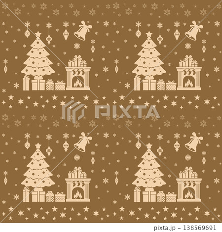 Brown Cozy Holiday Seamless Pattern Brown Cozy Holiday Seamless Pattern 138569691