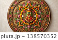 Gudi symbol forming center of decorative mandala design. Representation of Indian culture religion and festive symmetry. 138570352