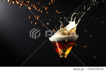 Cocktail made with coffee and cream liqueur. 138570529