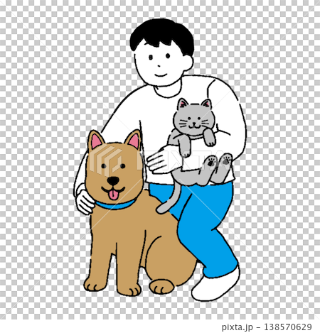 犬と猫と男性 138570629