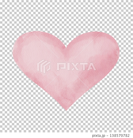 Soft hand-drawn pink watercolor heart isolated on white background, perfect as romantic design element for Valentine's Day cards, wedding invitations, and aesthetic lifestyle clipart 138570782