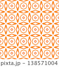Watercolor medallion seamless border. Orange unique boho chic summer design. Textile ready wonderful print, swimwear fabric, wallpaper, wrapping. Medallion seamless pattern. 138571004
