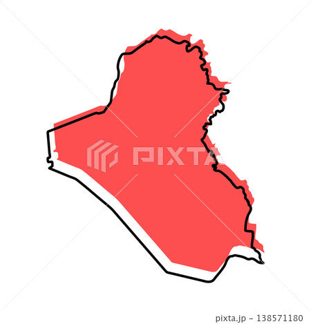 Iraq map from black contour curves lines with a red shifted silhouette on white background Iraq map from black contour curves lines with a red shifted silhouette on white background 138571180
