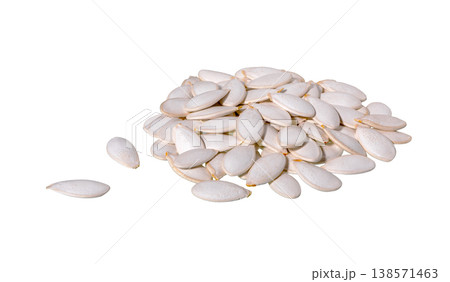 Pumpkin Seeds isolated.  Pile of Unpeeled pumpkin seeds. 138571463